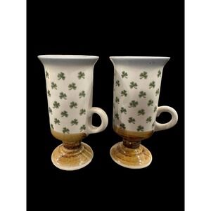 Vintage Irish Coffee Mugs from 1970's.  Made In Japan.  Hand Painted.